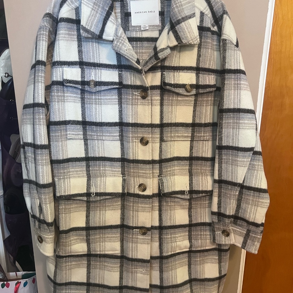 American Eagle Outfitters Gray Plaid Jacket